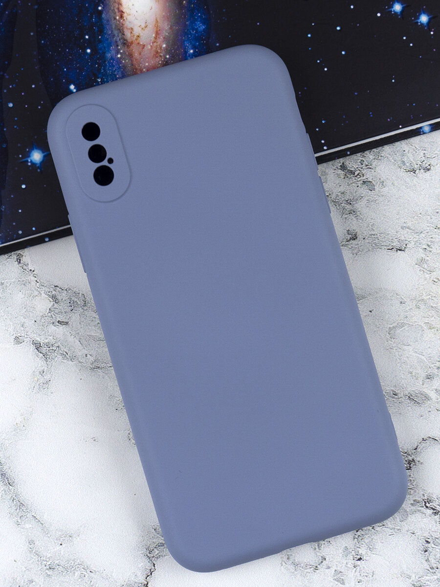 Чехол силиконовый на телефон Apple iPhone XS MAX противоударный с защитой камеры, бампер для смартфона Айфон ХС макс с микрофиброй внутри, матовый серый