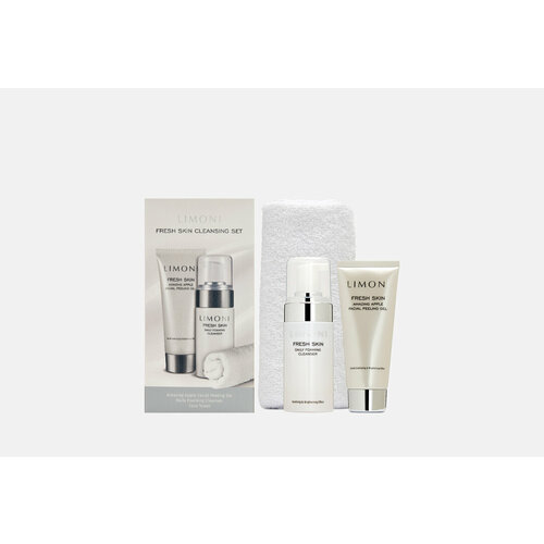Серия Fresh Skin пополнилась набором из самых необходимых средств для деликатного очищения кожи. Пенка для мягкого ежедневного очищения Daily Foaming Cleanser (100 мл) содержит в своём составе несколько видов гиалуроновой кислоты, за счёт чего коже обеспечивается максимальное увлажнение в процессе очищения. Гель-скатка с фруктовыми кислотами Amazing Apple Facial Peeling Gel (100 мл) нежно и эффективно очищает кожу. За счёт содержащихся в составе микрогранул целлюлозы гель прекрасно удаляет загрязнения и полирует кожу. Средство выравнивает поверхность кожи, обновляет и дарит здоровое сияние. В набор также входит мягкое полотенце для лица из 100% хлопка.
