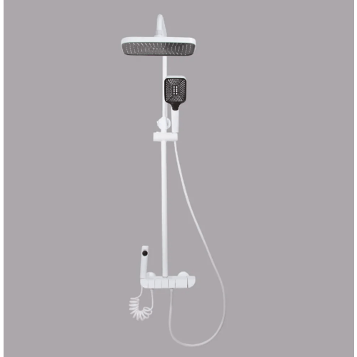 Душевая система с кнопочным переключением белого цвета Bavari MS016-W