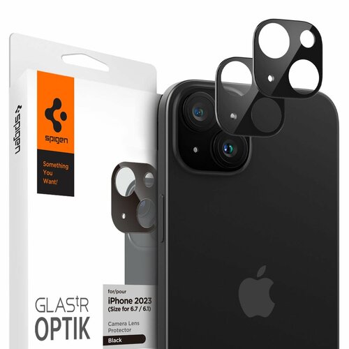 Защитное стекло для камеры SPIGEN для iPhone 15 / 15 Plus - Glass tR Optik Черный 2 шт AGL06917 защитное стекло для камеры spigen для iphone 12 mini glass tr optik lens 2 шт синий agl02462