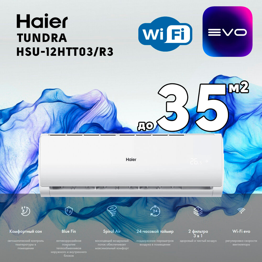 Сплит-система Haier Tundra HSU-12HTT03/R3/HSU-12HTT103/R3 Wi-FI - фотография № 1