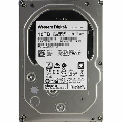 Жесткий диск WD Western digital 10Tb DC HC330 7.2К 3.5 SATA III (SATA3 - 6Gb/s) WUS721010ALE6L4