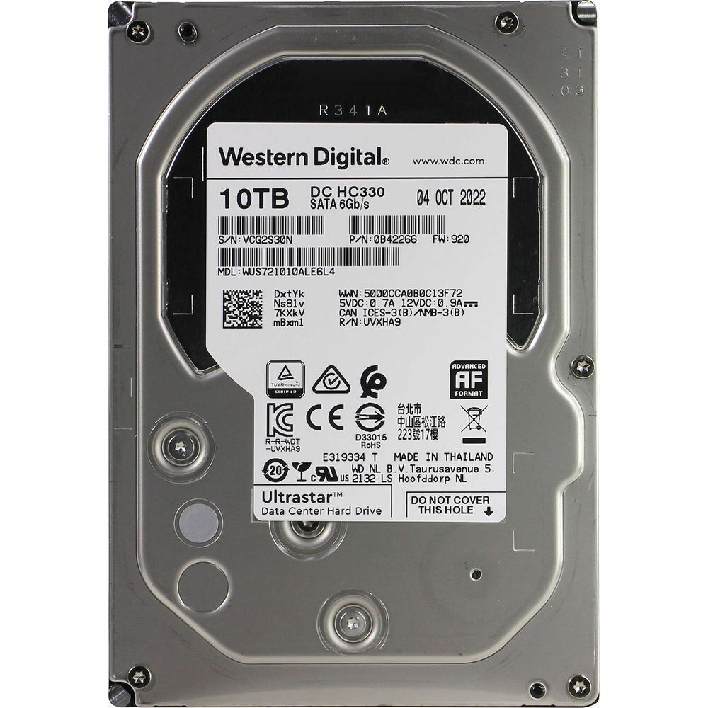 Жесткий диск WD Western digital 10Tb DC HC330 7.2К 3.5" SATA III (SATA3 - 6Gb/s) WUS721010ALE6L4