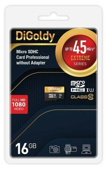 Карта памяти (DIGOLDY 16GB microSDHC Class 10 UHS-1 Extreme [DG016GCSDHC10UHS-1-ElU1 w])