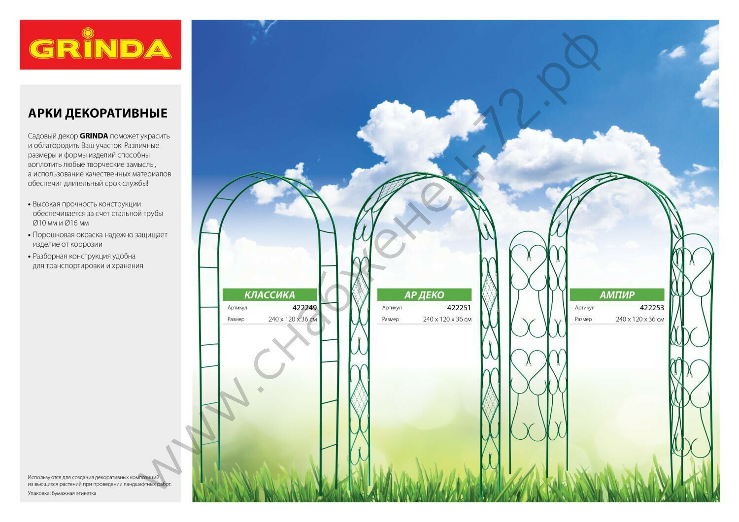 Бордюр декоративный GRINDA для клумб, 14х310см, зеленый