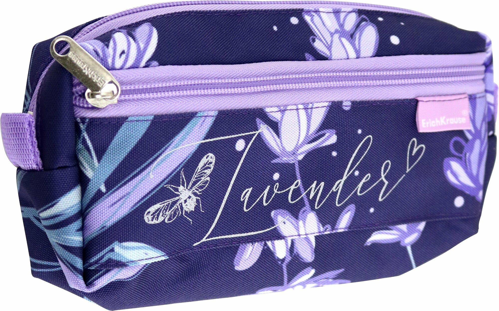 Пенал ErichKrause Lavender квадро с двумя отделениями, 210x100x50 мм - фото №3
