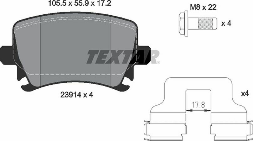 Тормозные колодки дисковые задние AUDI A3 03-, A3 Sportback