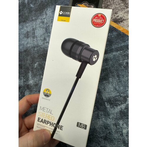 Проводные наушники капельки с микрофоном Cokike M8 магнитные 95 Дцб 130см 16 Ом разъем 35мм для старых телефонов магнитолы радио MP3-плее 588₽