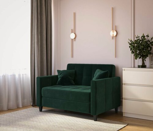 Изображение товара Диван прямой DiHall "Этро", спальное место 195х100, велюр, зеленый