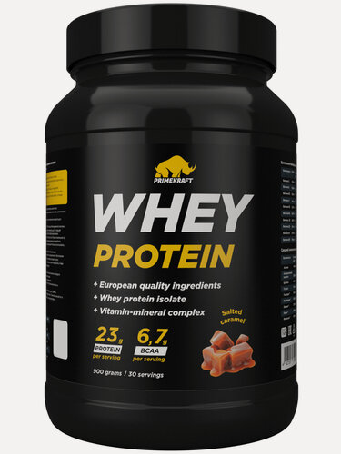 Изображение товара Сывороточный протеин Prime Kraft Whey Protein - 900 г, соленая карамель, банка