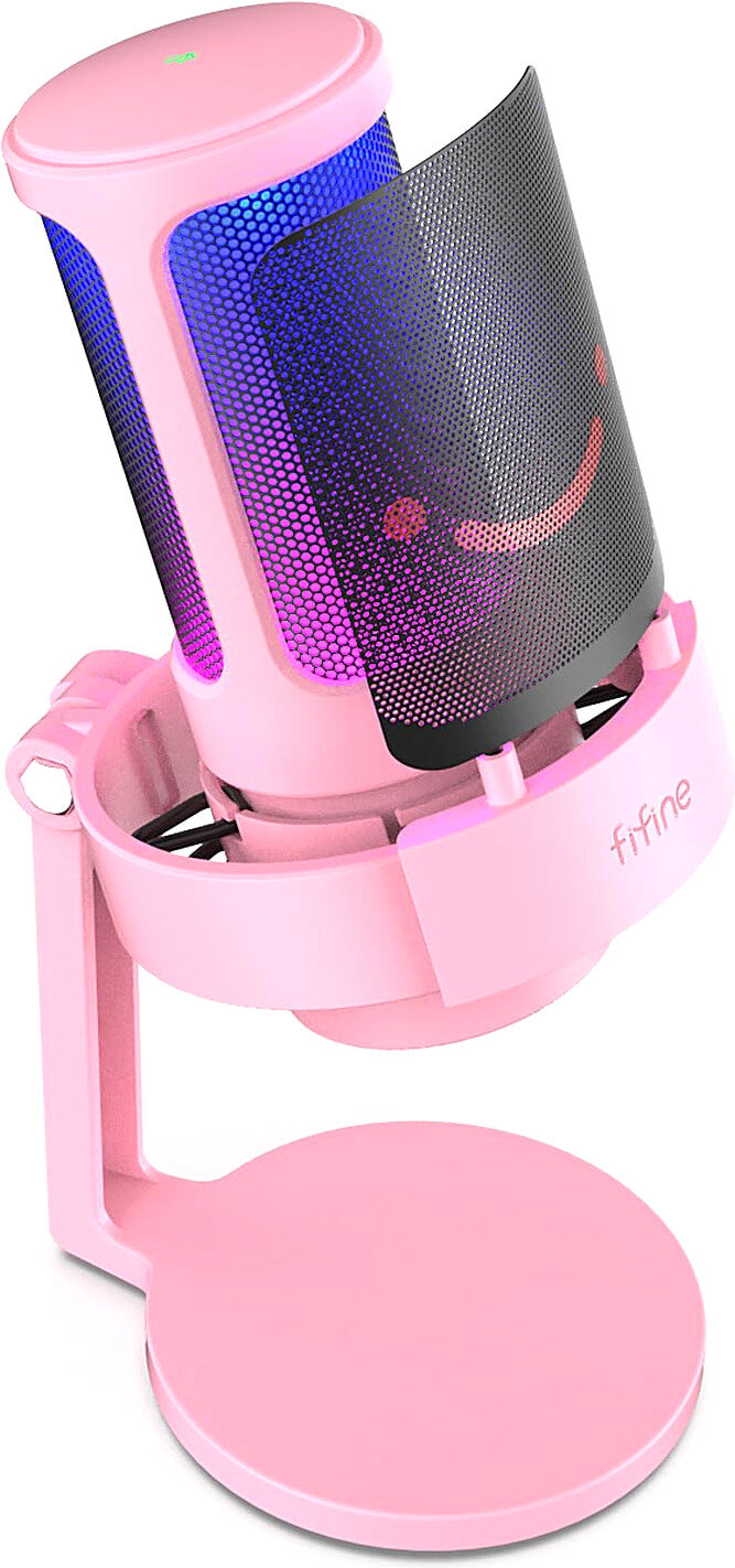 Микрофон FIFINE "AmpliGame" A8, USB, конденсаторный, розовый.