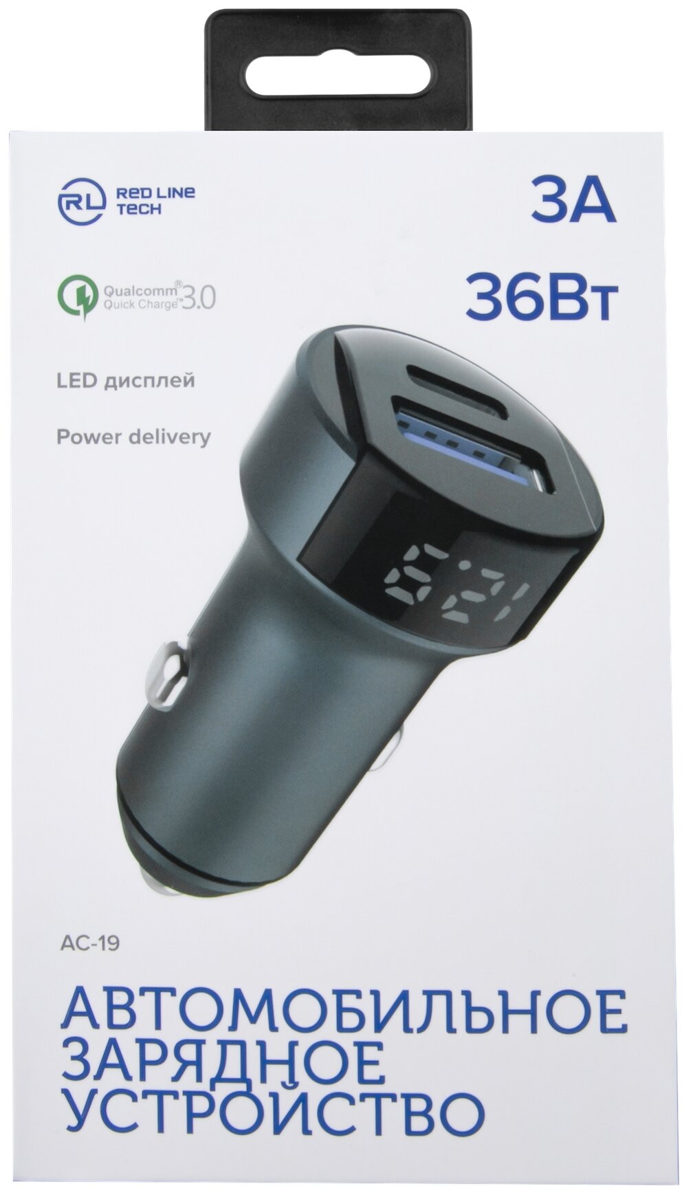 Автомобильное зарядное устройство Red line Tech 3A PD+QC универсальное серый (УТ000018617) - фото №4