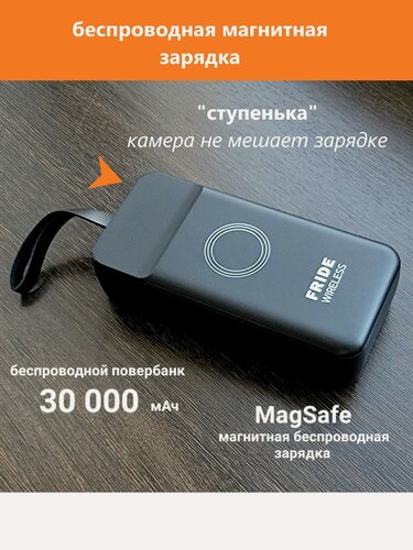 Изображение товара Беспроводной магнитный Magsafe powerbank 30000 повербанк внешний аккумулятор power bank беспроводная магнитная зарядка iphone 11 12 13 14 Pro max