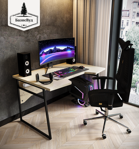 Изображение товара Стол компьютерный игровой, офисный, геймерский Expert Дуб Бунратти каркас металл для пк и ноутбука 117х77 см