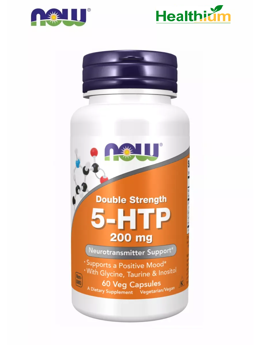 NOW Double Strength 5HTP 200мг 60 капсул триптофан с глицином таурином инозитолом нау Натуральный антидепрессант 5гидрокситриптофан