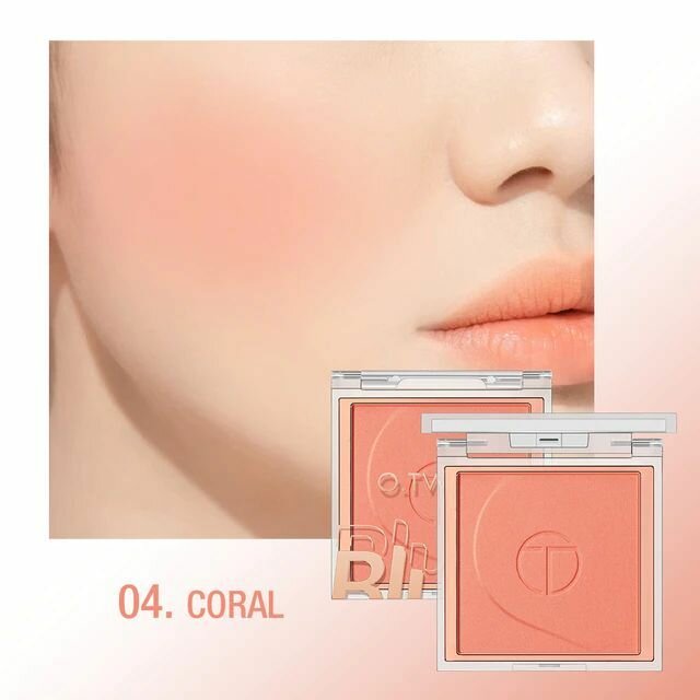 O.TWO.O, Палитра румян, в оттенке 04 Coral (Коралловый), 5гр