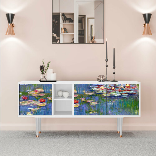 фото Тв-тумба - storyz - t5 the water lily pond by claude monet , размер - 150 x 69 x 41 см, цвет корпуса - , белый