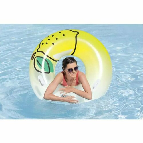 Надувной круг для плавания, с ручками, 114 см, Bestway, ремкомплект