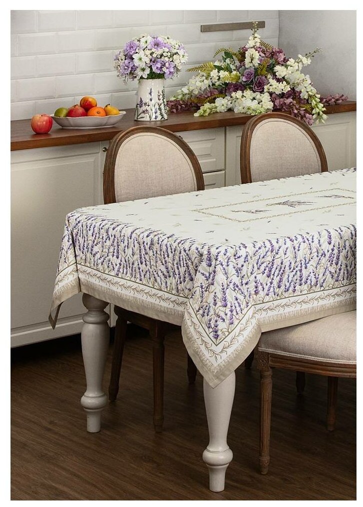 фото Скатерть душа прованса 140х180см , белый, хлопок, твил с пропиткой Santalino (161137)