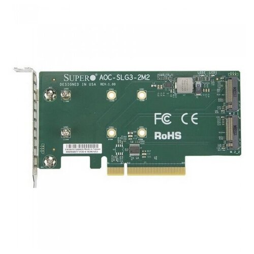 Адаптер PCI-E x8 для SSD M.2 SuperMicro AOC-SLG3-2M2-O supermicro aoc slg3 2e4r o low profile 6 4gb s dual port nvme internal redriver aoc slg3 2e4r o