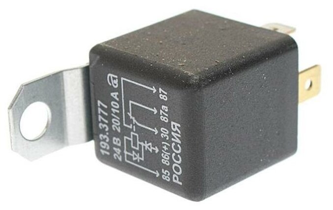 Реле электромагнитное 24V 5-ти контактное 20/10А переключ. с кронштейном (диодная защита) АВАР 193.3777