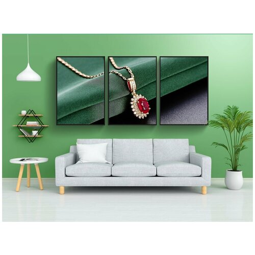 фото Набор модулных постеров для интерьера "ювелирные изделия, рубин, кулон" 60x90 см. в тубусе, без рамки lotsprints