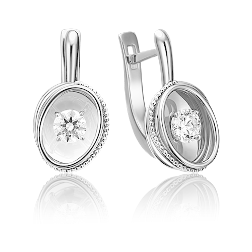 фото Серьги platina, белое золото, 585 проба, бриллиант platina jewelry