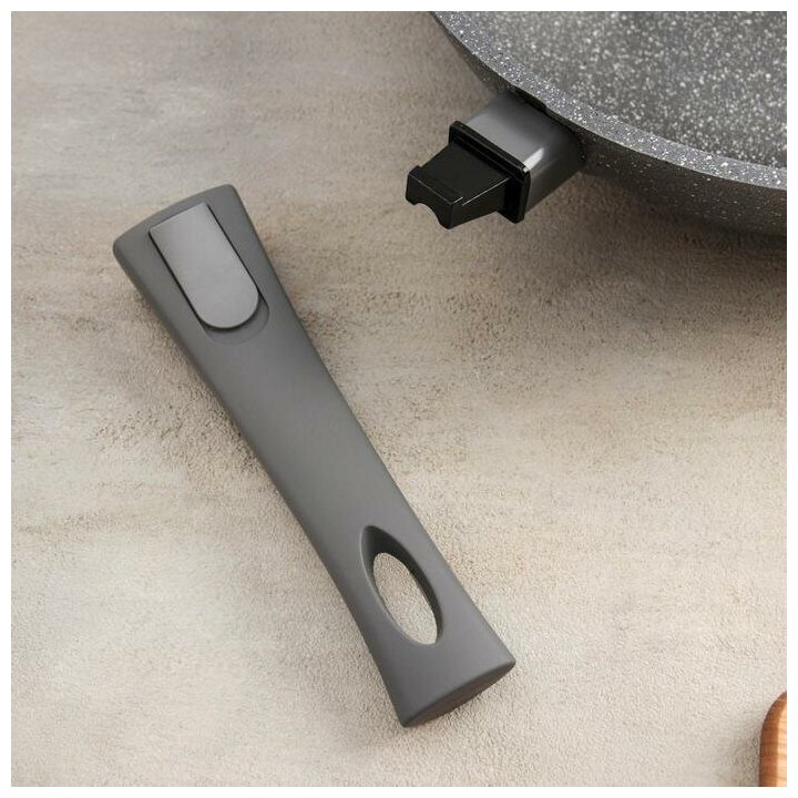 Сковорода-ВОК "Гранит", d=28 см, съёмная ручка, антипригарное покрытие, цвет серый