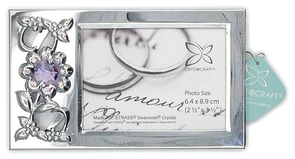 Фоторамка Crystocraft Цветы с кристаллами Swarovski U0384-165-CVLK