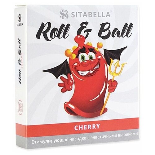 Стимулирующий презерватив-насадка Roll & Ball Cherry