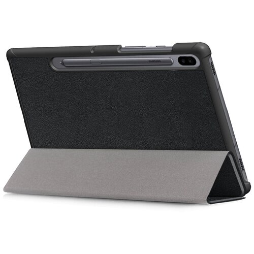 фото Чехол-обложка mypads для samsung galaxy tab s6 10.5 sm-t860 / t865 тонкий умный кожаный на пластиковой основе с трансформацией в подставку черный
