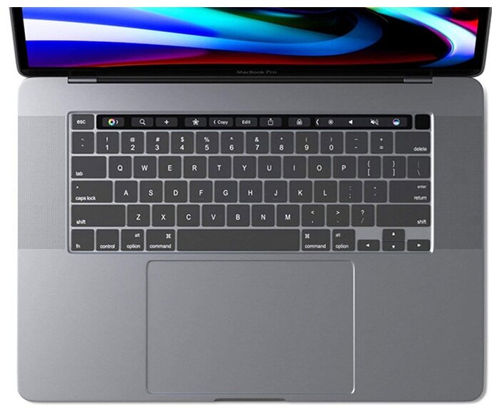 Защитная накладка на клавиатуру для Macbook Pro 16 2019/ Pro 13 2020, US, c Touch Bar, Nova Store, прозрачная