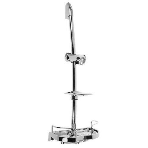 фото Стойка душевая accoona а407, с пластиковой мыльницей и полочкой, хром