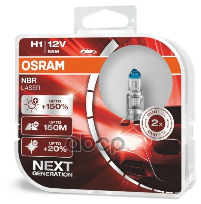 Лампа Галоген 12v H1 55w P14.5s Osram Night Breaker Laser +150% Яркости 64150nl-Hcb Osram арт. 64150NL-HCB