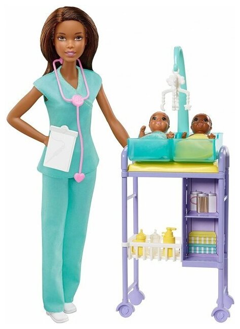 Кукла Барби брюнетка Я могу быть Педиатром Barbie Baby Doctor Playset with Brunette Doll Mattel (GKH24)