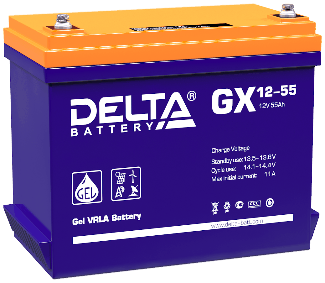 Аккумуляторная батарея DELTA Battery GX 12-55 12В 55 А·ч