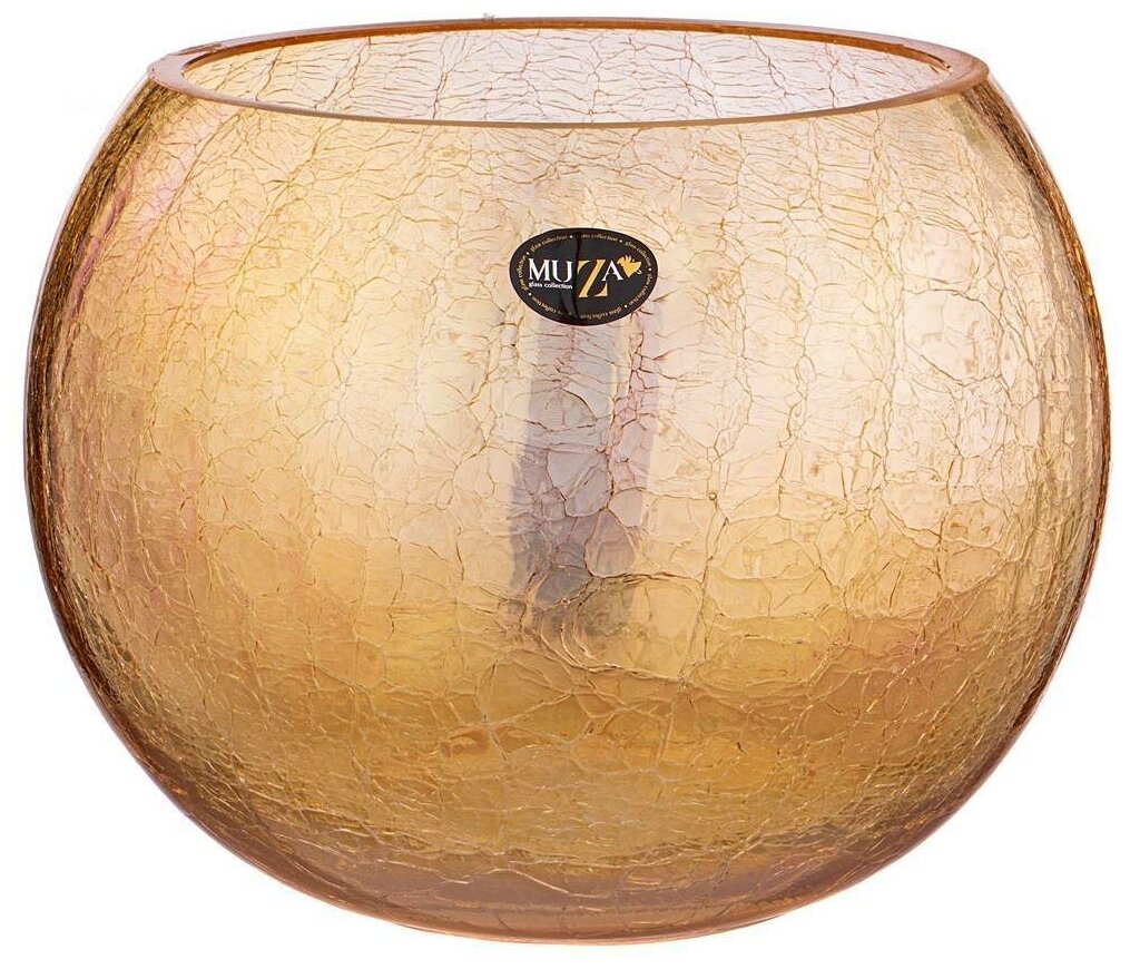 Ваза-шар Muza Cracle amber 3 л 18х16 см - фото №1