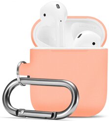 Защитный чехол для Apple AirPods 2 и Airpods 1 с карабином / Силиконовый чехол на Аирподс 2 и Аирподс 1 / Тонкий