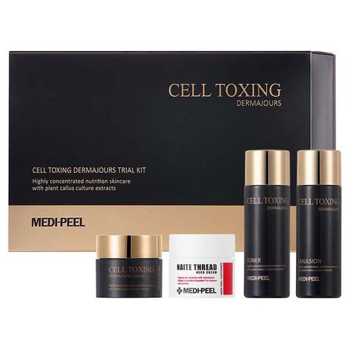 фото Medi-peel антивозрастной набор миниатюр cell toxing dermajours trial kit / тонер 30 мл / эмульсии 30 мл / крем для лица 10 мл / крем для шеи 10 мл