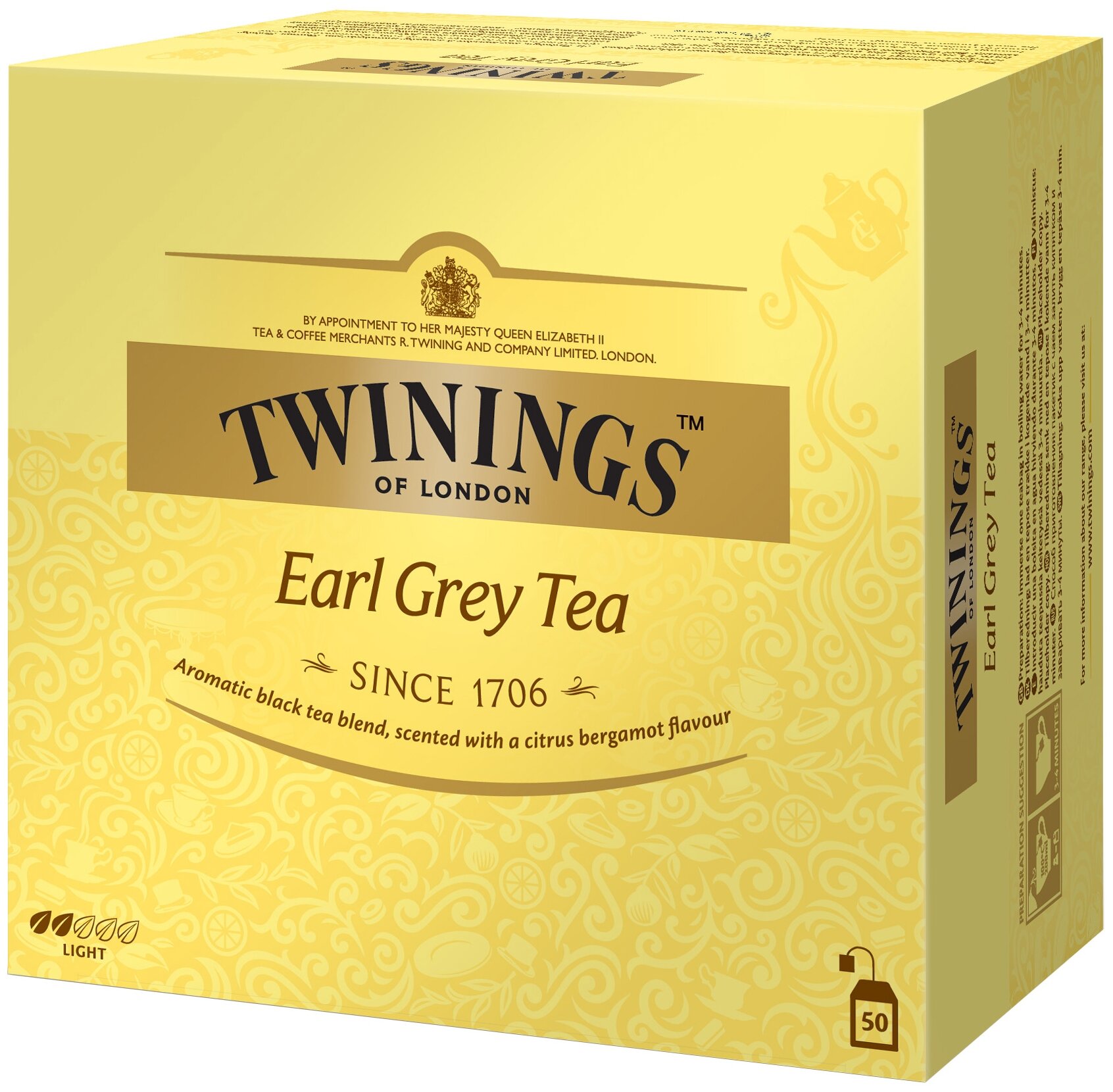 Чай черный Twinings Earl Grey в пакетиках, 100 пак. 200 г (Из Финяндии)