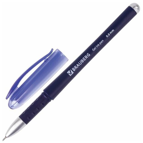 Купить Ручка гелевая с грипом BRAUBERG Impulse , синяя, игольчатый узел 0, 5 мм, линия письма 0, 35 мм, 141182