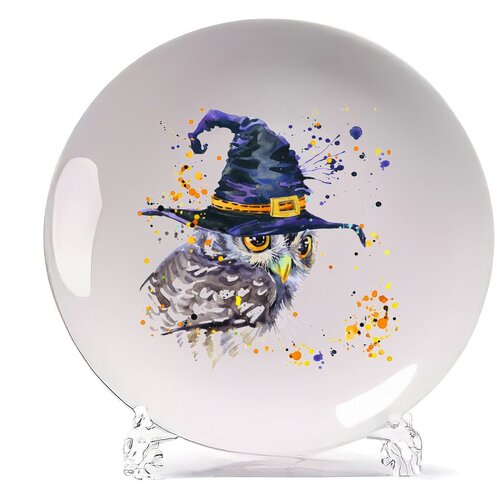 фото Тарелка coolpodarok краски. сова в шляпе