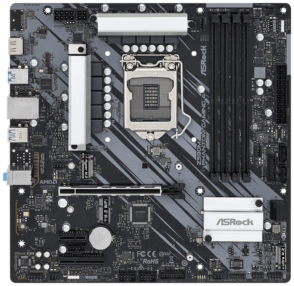 Материнская плата Z590 S1200 Matx Z590m Phantom Gaming 4 Asrock Z590m Phantom Gaming 4 .