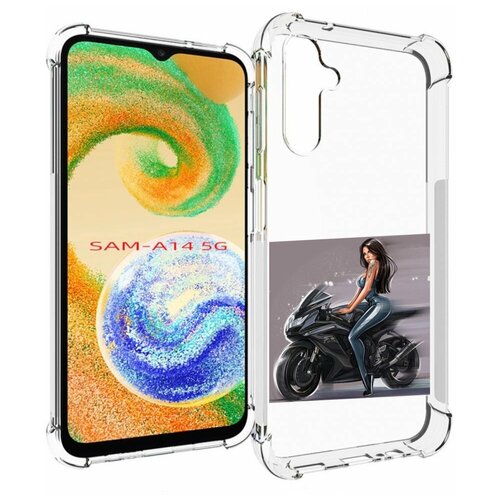 чехол mypads на лабутенах для samsung galaxy a14 5g задняя панель накладка бампер Чехол MyPads девушка-на-мотоцикле для Samsung Galaxy A14 4G/ 5G задняя-панель-накладка-бампер