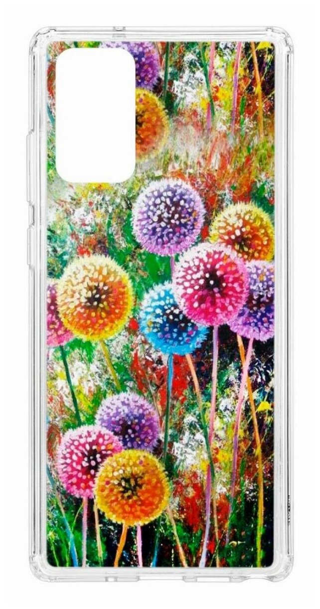 Чехол на Samsung Galaxy Note 20 Kruche Print Одуванчики, защитный силиконовый бампер с рисунком, противоударный, пластиковый кейс, накладка с принтом