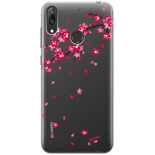 фото Ультратонкий силиконовый чехол-накладка clearview для huawei y7 (2019) с 3d принтом "sakura" gosso