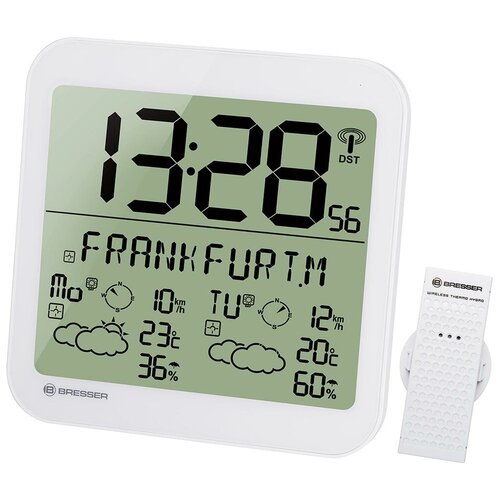 Bresser Часы настенные Bresser MyTime Meteotime LCD, белые