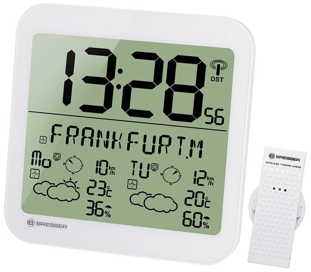 Bresser Часы настенные Bresser MyTime Meteotime LCD, белые