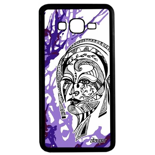 фото Ударопрочный чехол на смартфон // samsung galaxy grand prime // "портрет женщины" лицо цветок, utaupia, фиолетовый