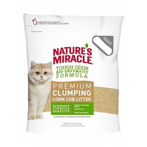 Кукурузный комкующийся наполнитель для кошачьих туалетов 4,5кг Natures Miracle Premium Corn Cob Litter, P-98119 (2 шт)